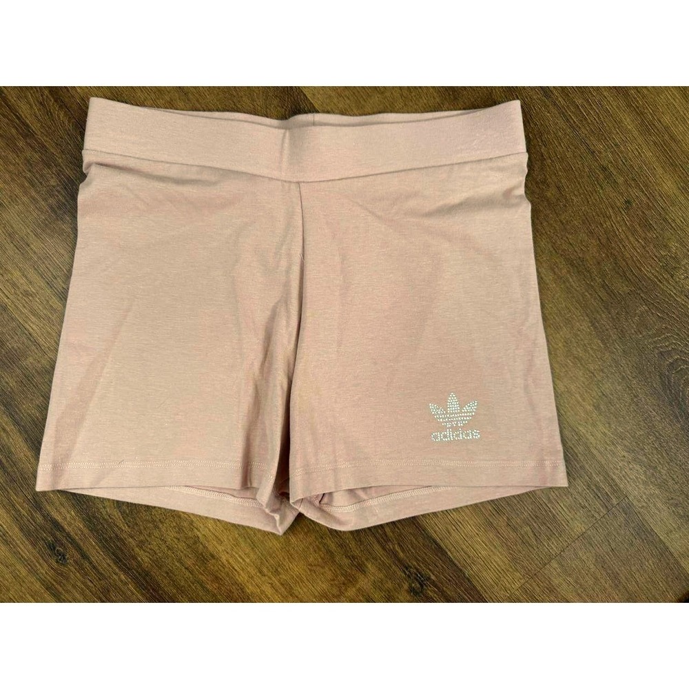 Adidas Originals Shorts Ash Pearl Size M New With Tags Rhinestone Trefoil Logo